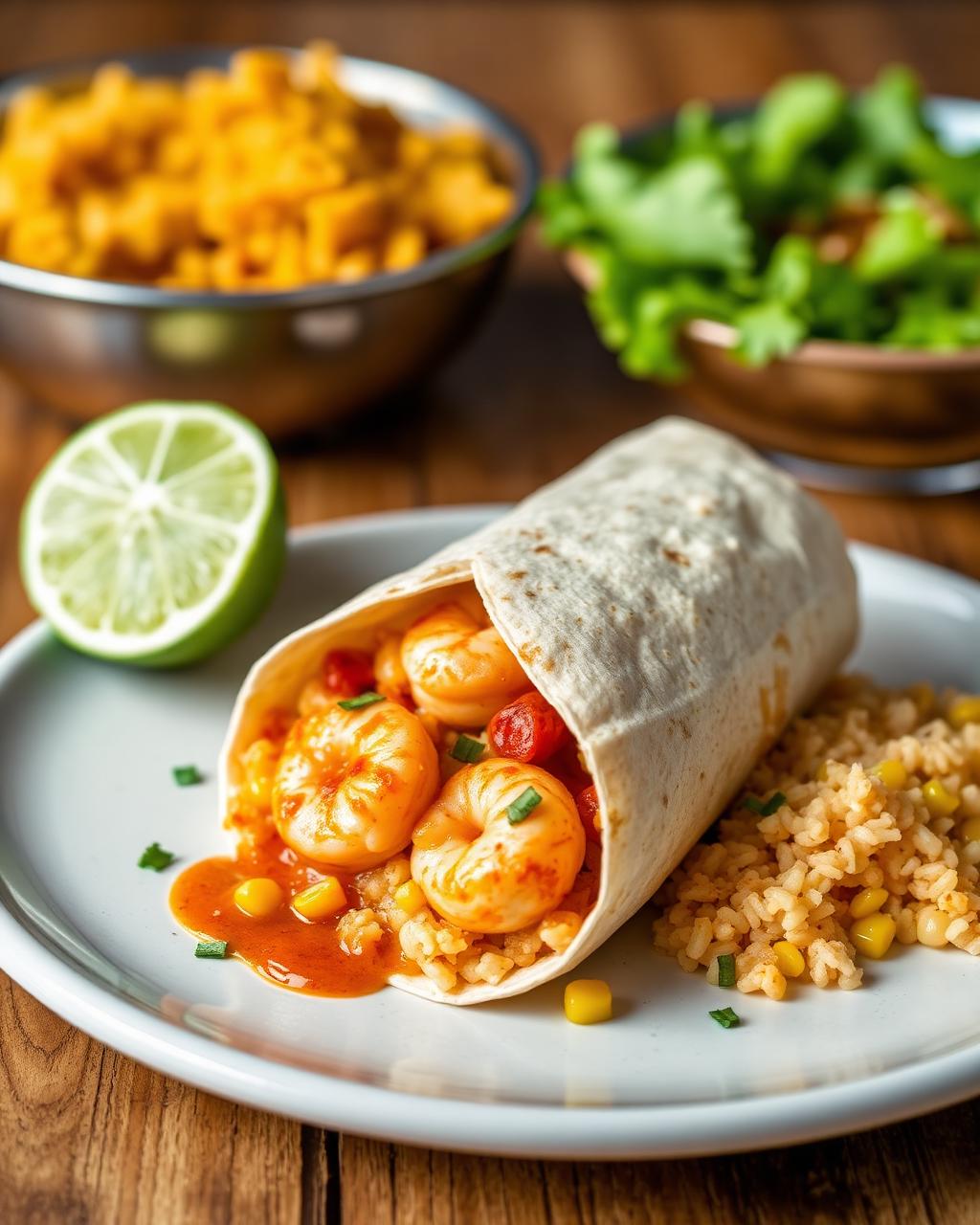 Burrito de Camarão Chipotle-Lima