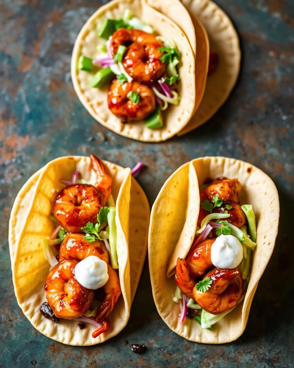 Tacos de Camarão Ancho-Honey
