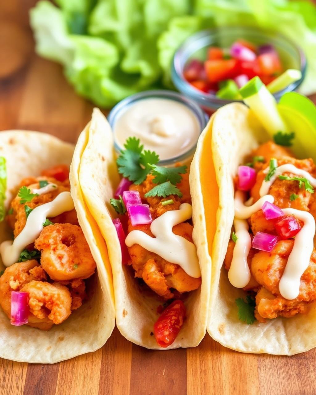 Tacos de Camarão Crocante